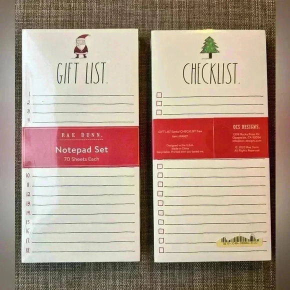 NEW SET of 2 Rae Dunn Holiday Notepads One GIFTLIST pad & One CHECKLIST list pad - Picture 1 of 10